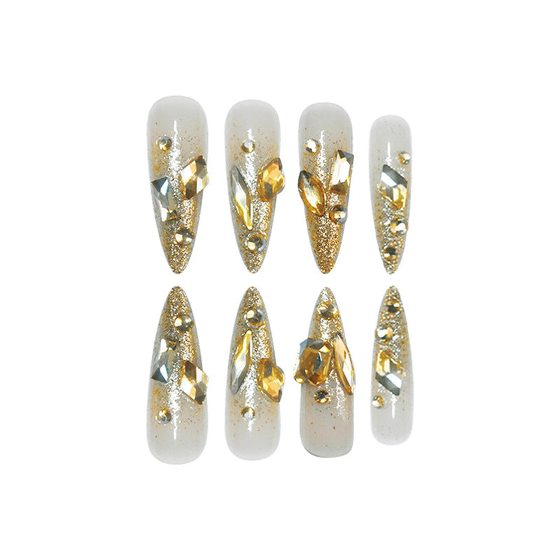 Glamorous Stiletto Press-On Nails with Glitter Accents Bowlift