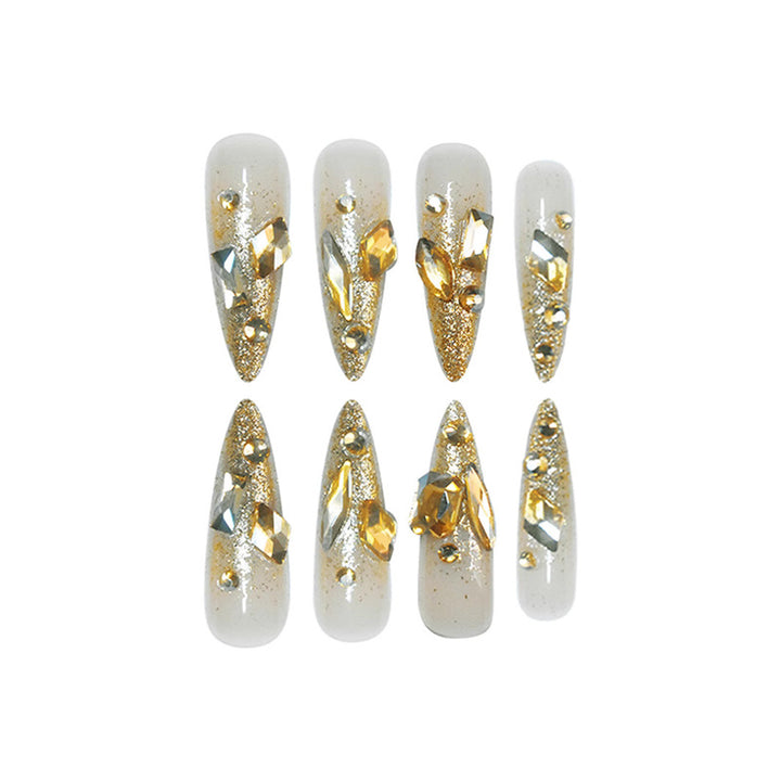 Glamorous Stiletto Press-On Nails with Glitter Accents Bowlift
