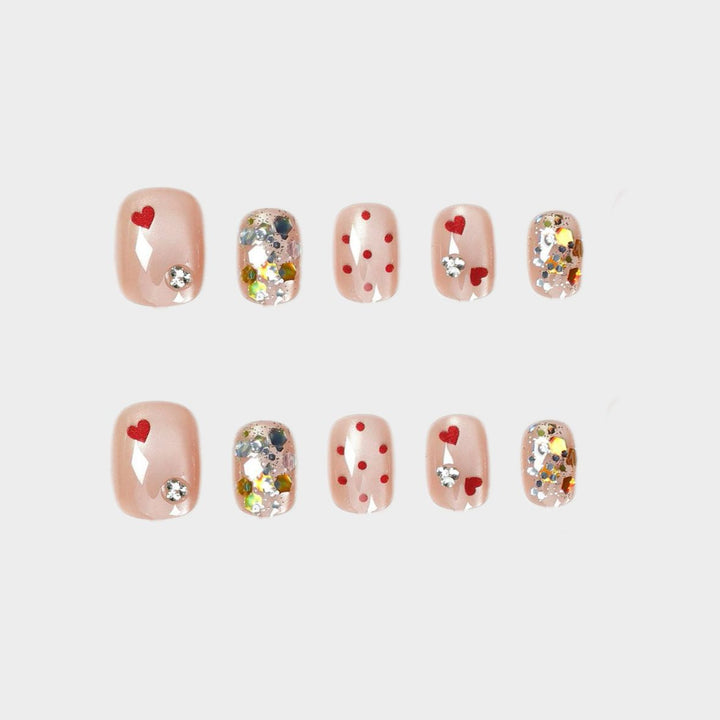 Artistic Heart-Themed Press-On Nail Set Bowlift