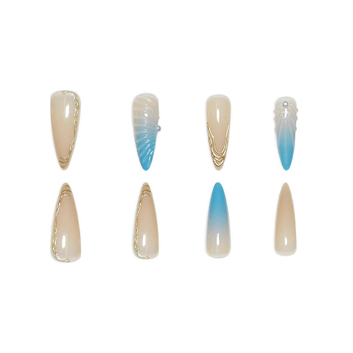 Artistic Shell-Design Nail Extensions Bowlift