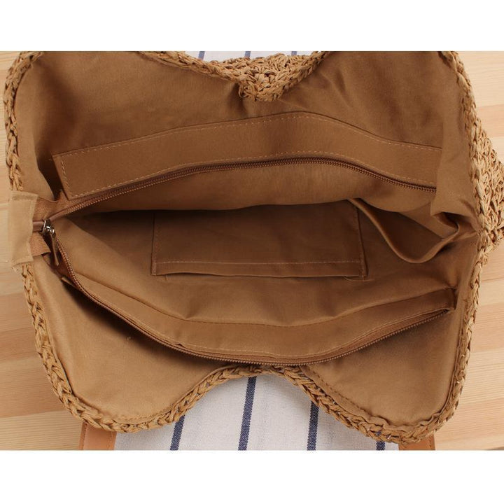 Large straw bag with leather accents Bowlift