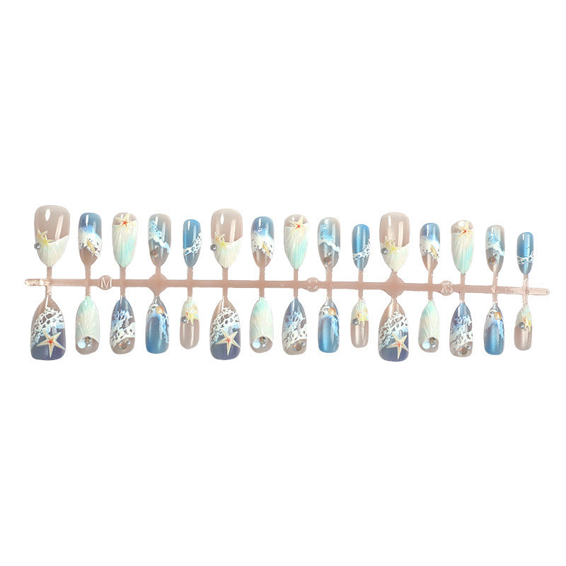 Artificial nails with maritime shell pattern Bowlift