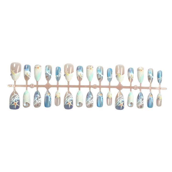 Artificial nails with maritime shell pattern Bowlift