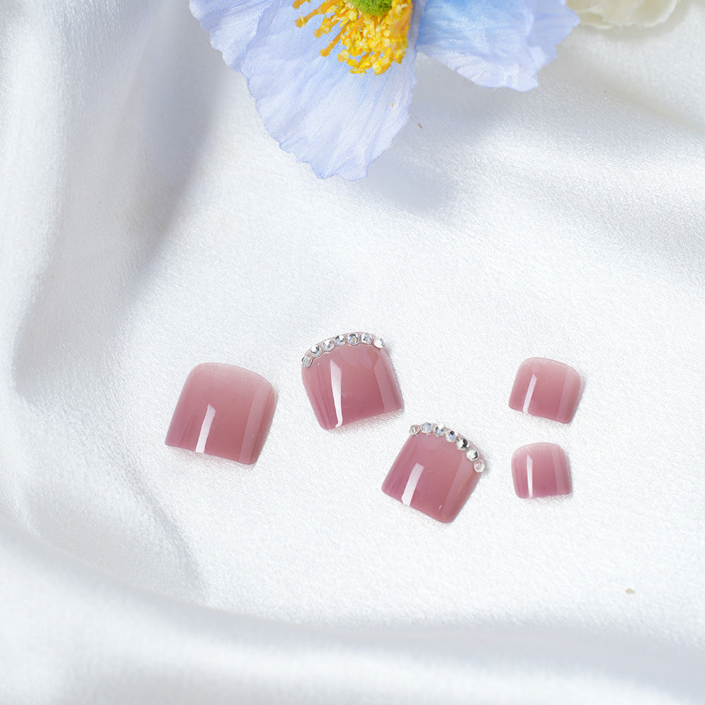Elegant Press-On Nail Art Set with Rhinestones Bowlift