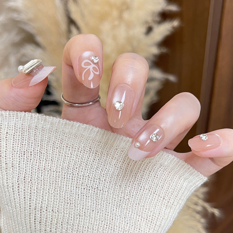 Elegant Rhinestone-Embellished Press-On Nails Bowlift