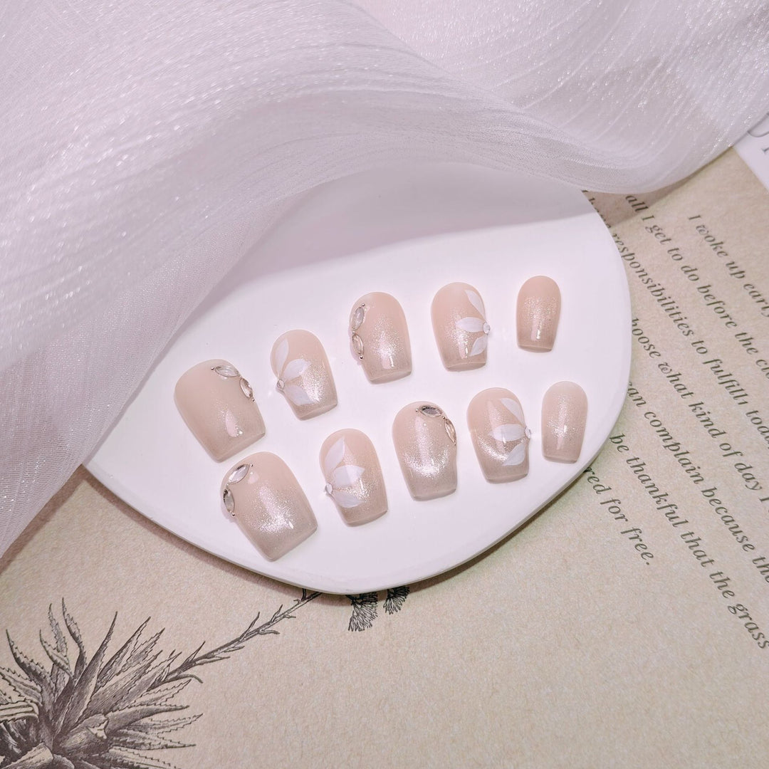 Elegant French Tip Press-On Nails Bowlift