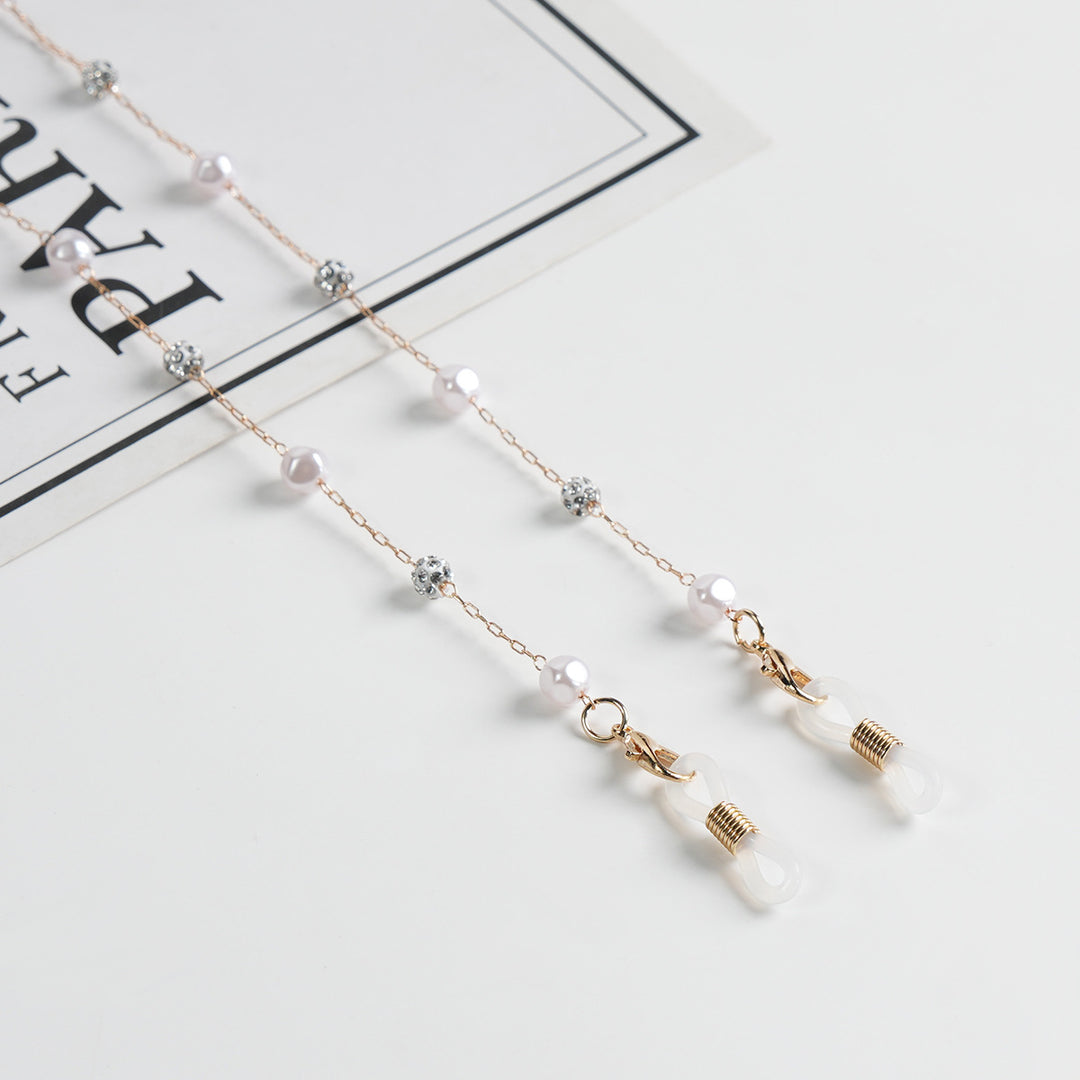 Pearl and Crystal Decor Eyewear Chain Bowlift