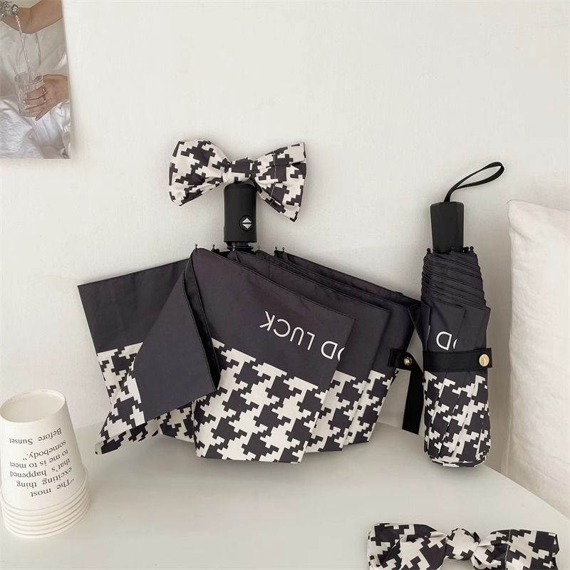 Ladies Folding Umbrella with Elegant Bow Application Bowlift