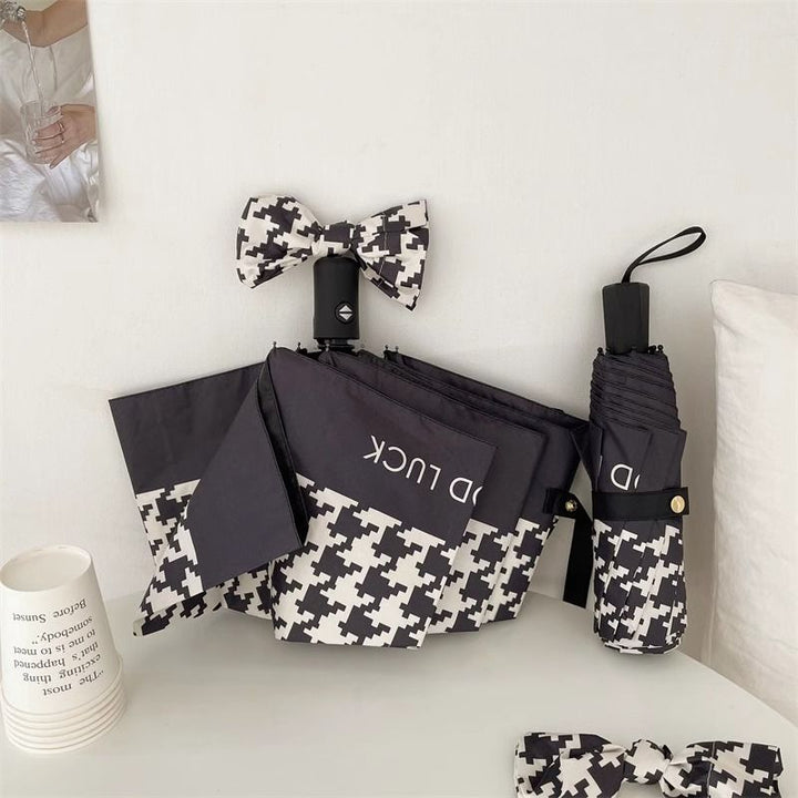 Ladies Folding Umbrella with Elegant Bow Application Bowlift