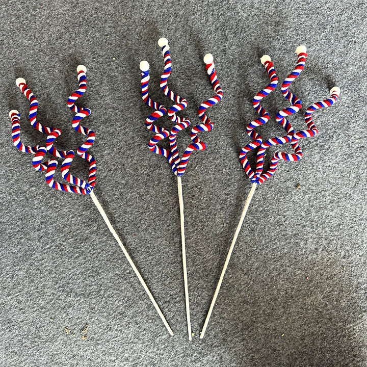 Unisex decorative spiral decoration stake with tinsel vines and ball ends Bowlift