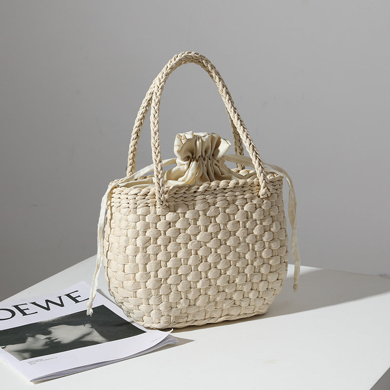 Handmade mini basket handbag with stylish woven pattern Bowlift