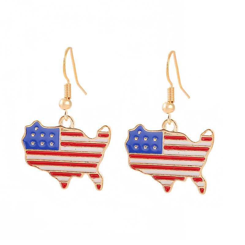 Women's nan patriotic horseshoe enamel dangle earrings with star-accented design and fishhook findings Bowlift