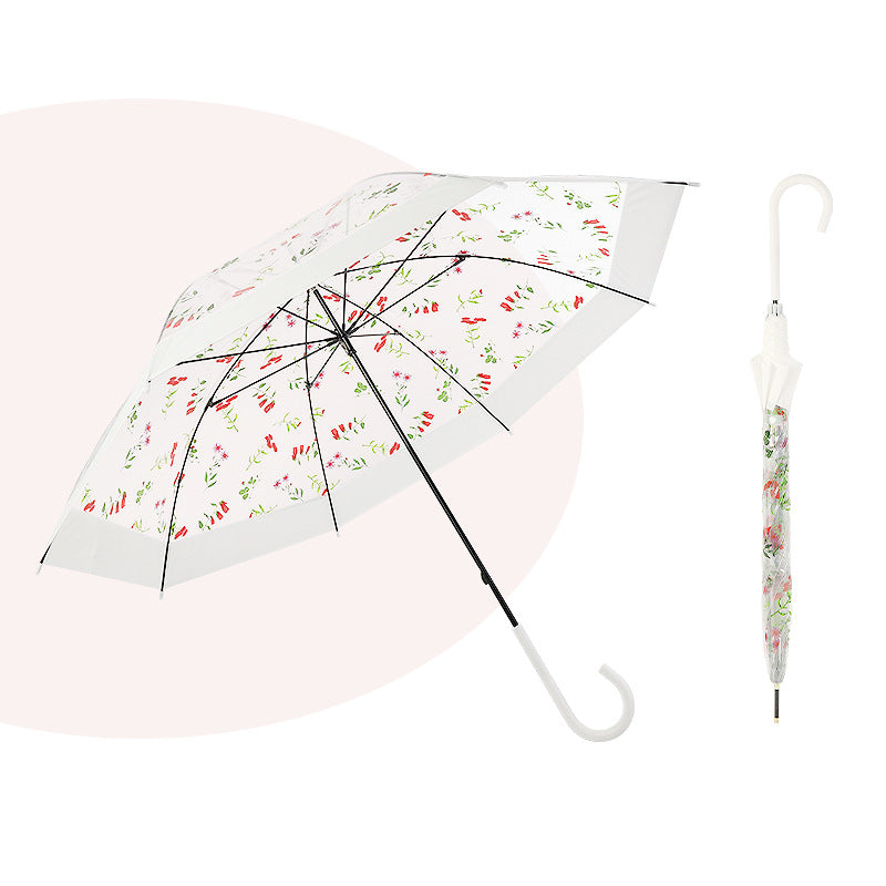 Women's Transparent Umbrella with Ergonomic Handle Bowlift