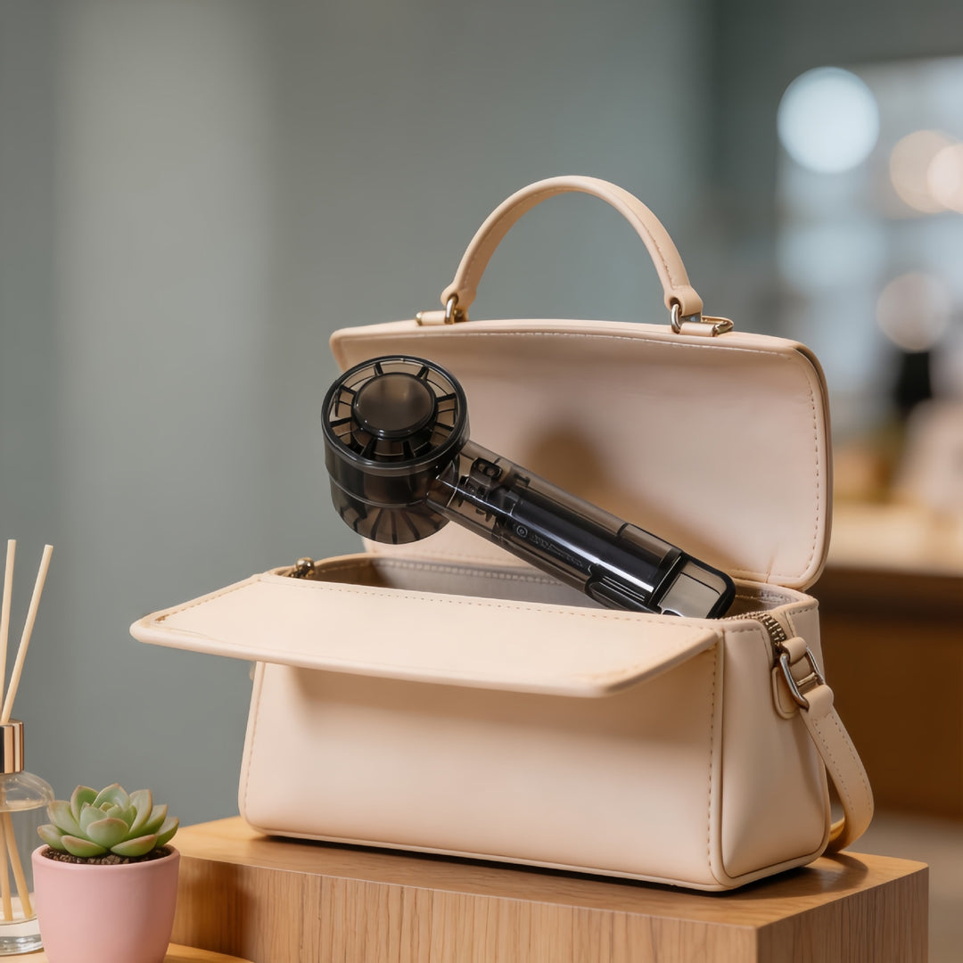 Women Portable Mini Hand Fan with Rechargeable Battery and USB Connection Bowlift