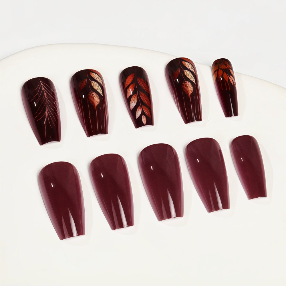 Premium Artificial Nails with Botanical Motif Bowlift