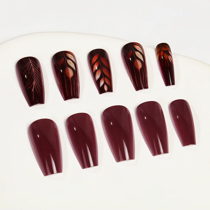 Premium Artificial Nails with Botanical Motif Bowlift