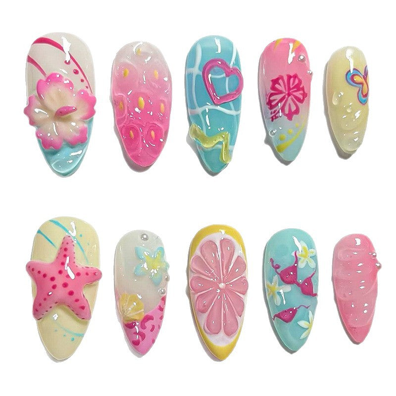 Thematic Underwater Nail Art Press-On Set Bowlift