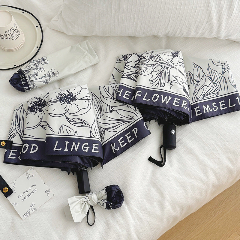 Women's Folding Umbrella with Creative Art Design Bowlift