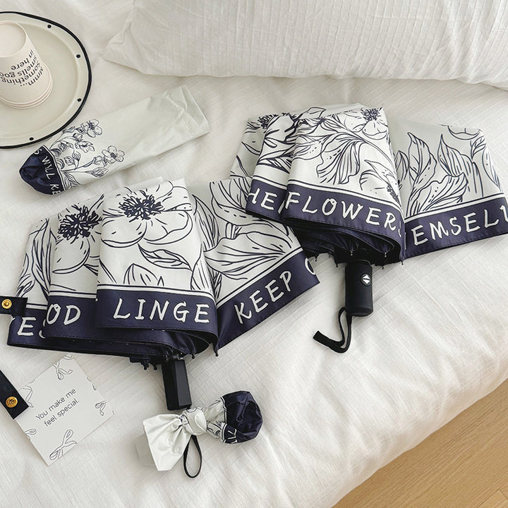 Women's Folding Umbrella with Creative Art Design Bowlift