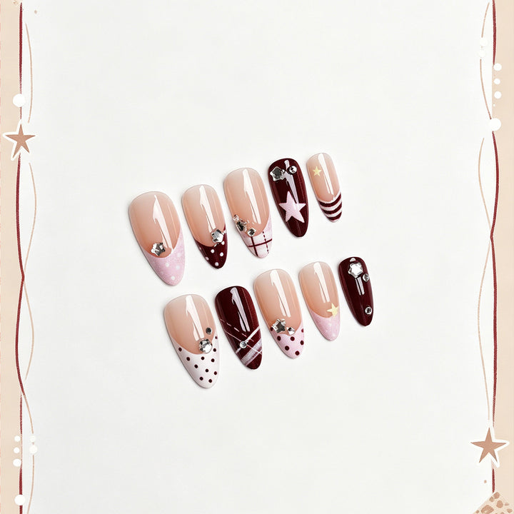 Elegant artificial nails with decorated designs Bowlift
