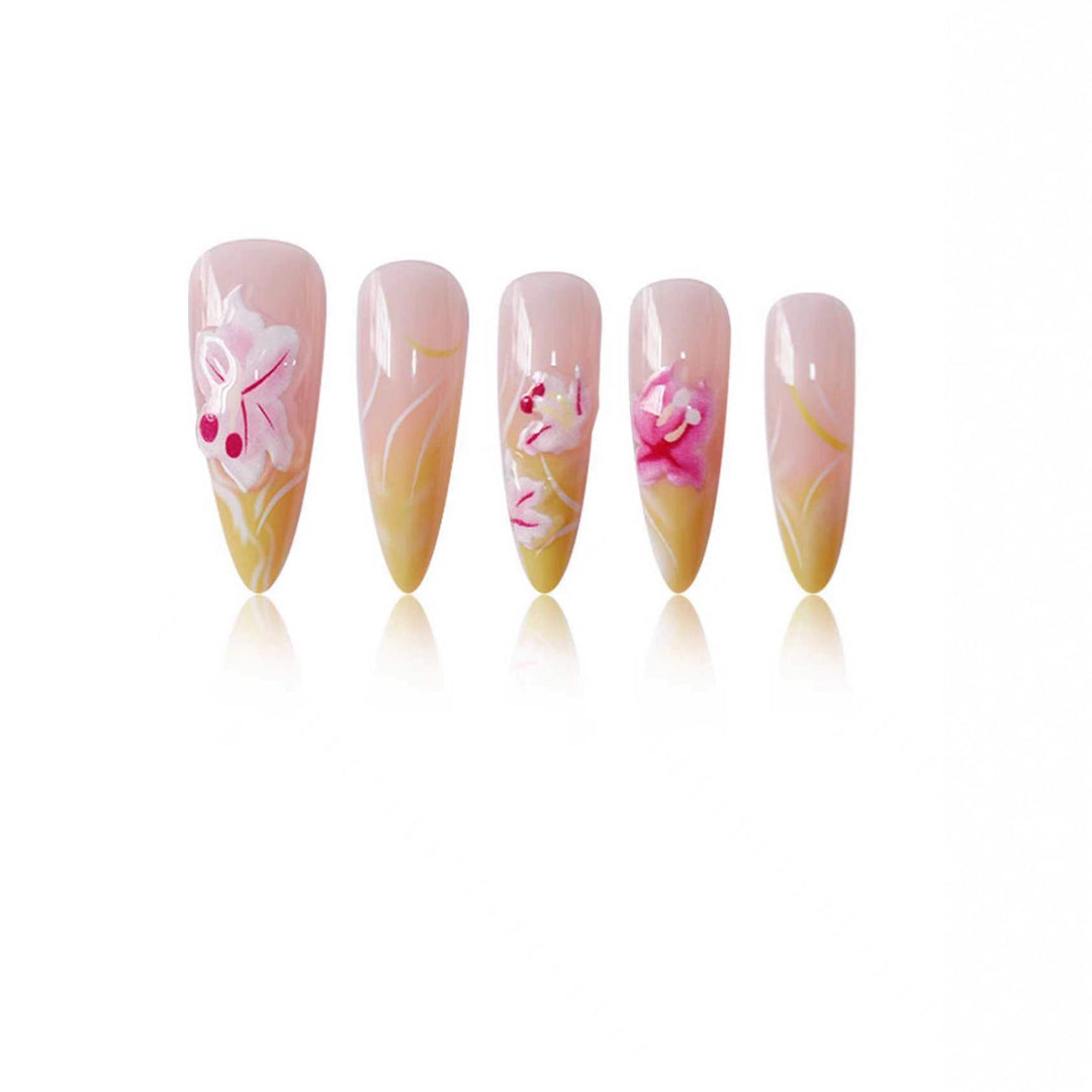 Luxurious 3D Floral Nail Enhancements Bowlift