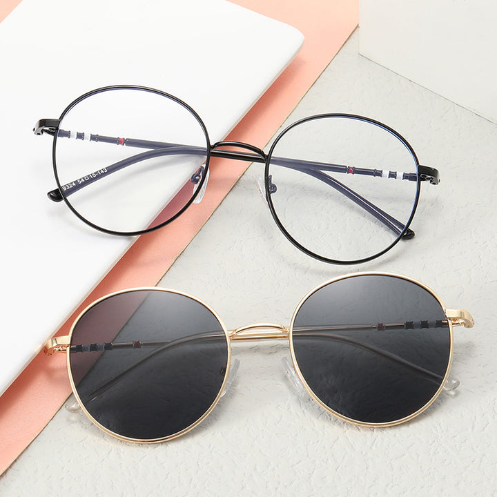 Ladies fashionable round sunglasses with elegant metal frame Bowlift