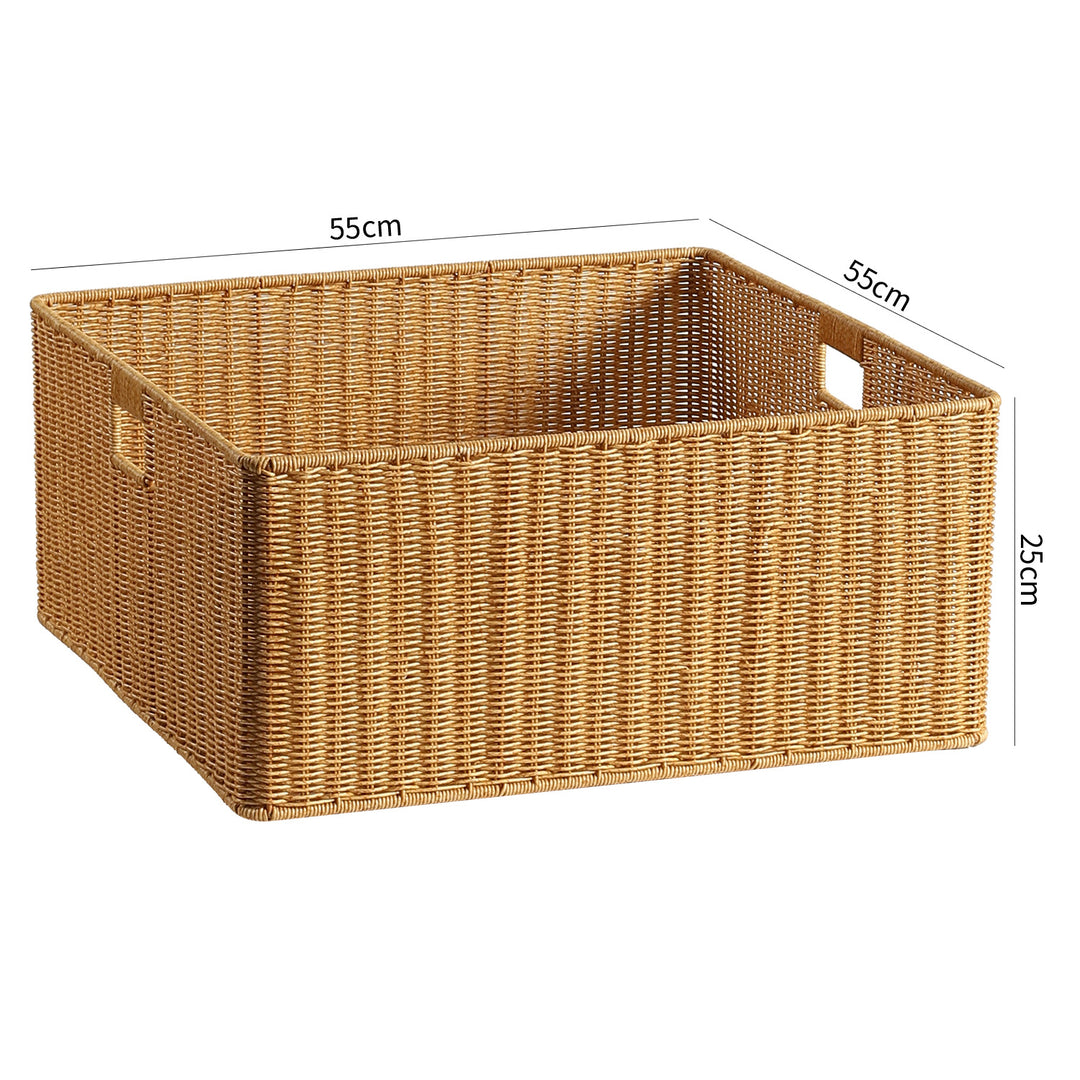 Handwoven Rectangular Storage Basket with Cut-Out Handles Bowlift