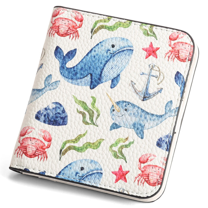 Compact Saffiano Card and Coin Wallet with Zipper Pocket Bowlift