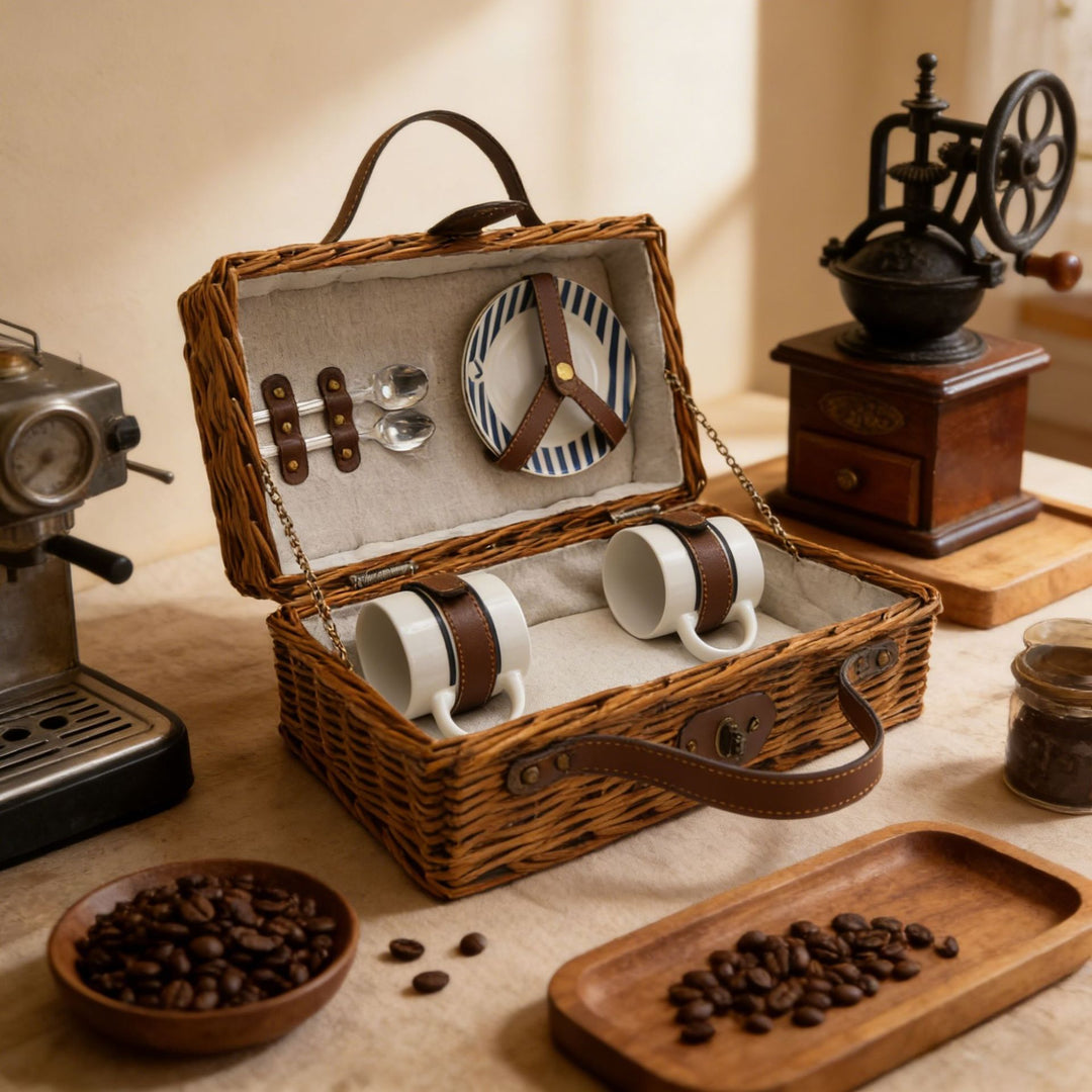 Ladies luxurious picnic basket with integrated crockery set Bowlift