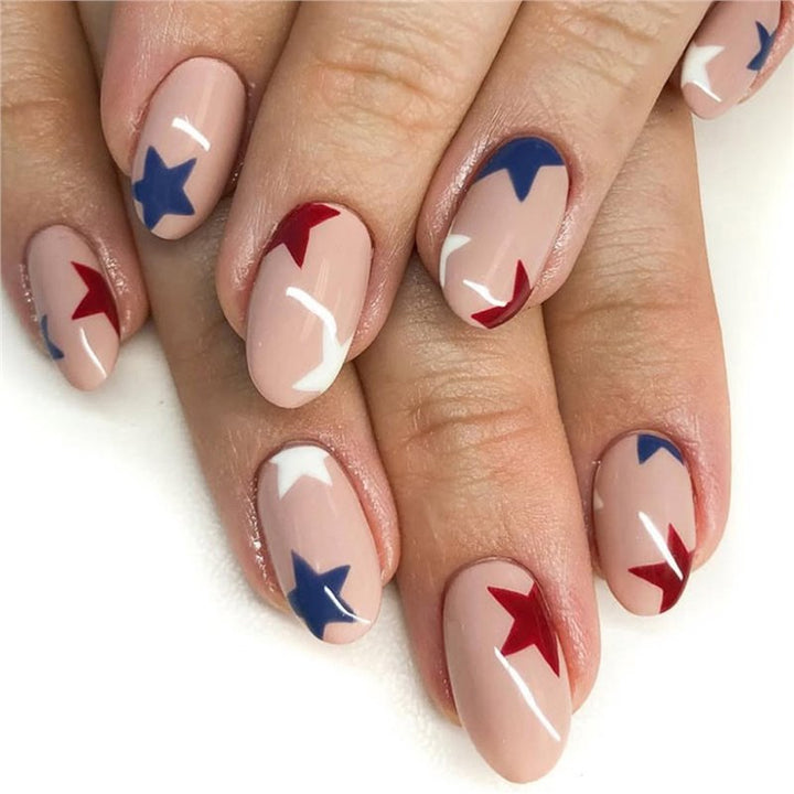 Artistic Star-Pattern Press-On Nails Bowlift