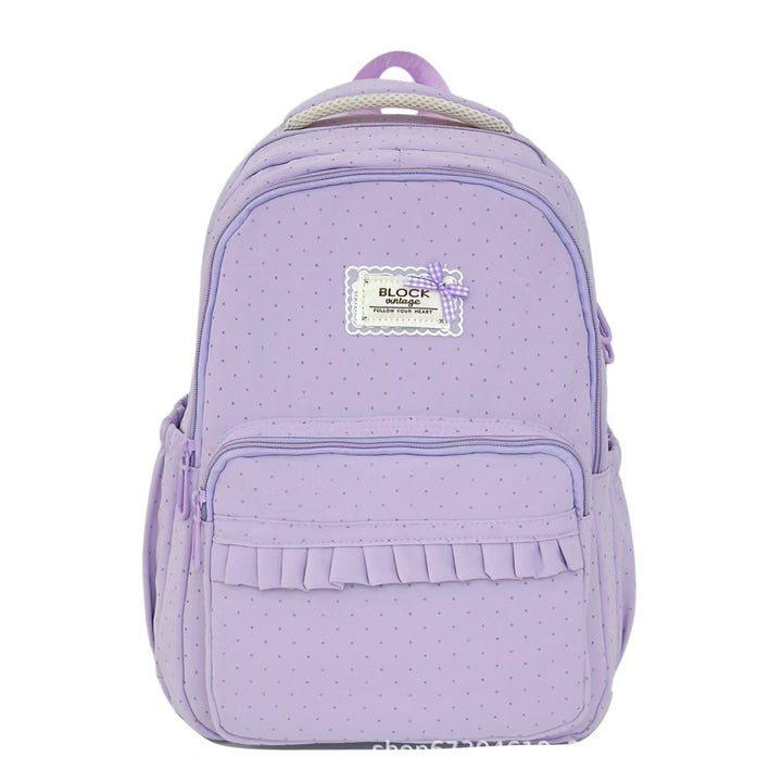 Stylish Polka Dot Ruffled Backpack Bowlift
