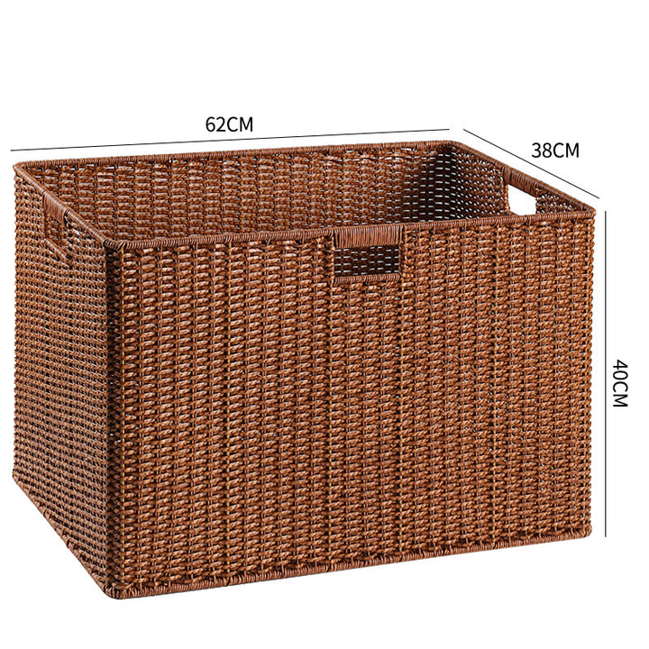 Large Woven Storage Bin with Ergonomic Cutout Handles Bowlift