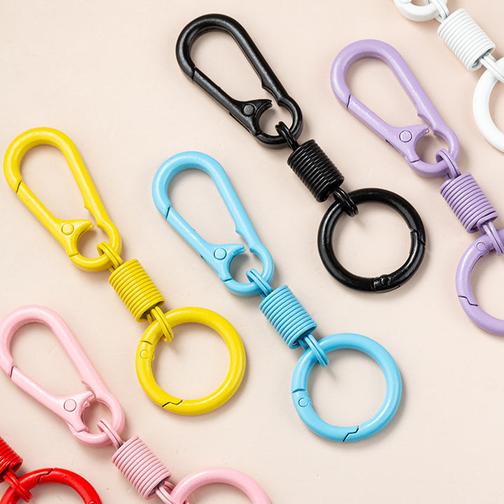 Durable silicone-coated carabiner keyring set with retractable coil Bowlift