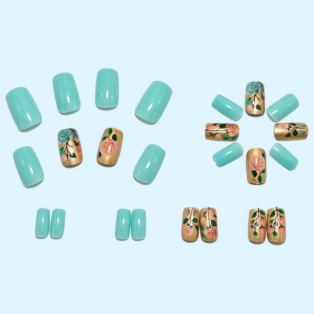 Acrylic nails with romantic floral patterns Bowlift