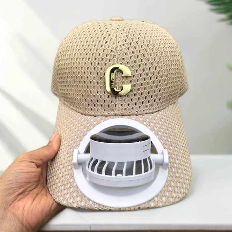 Breathable baseball cap with rechargeable fan in the visor and mesh insert Bowlift