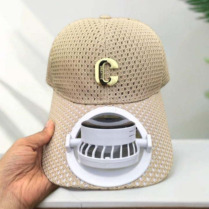 Breathable baseball cap with rechargeable fan in the visor and mesh insert Bowlift