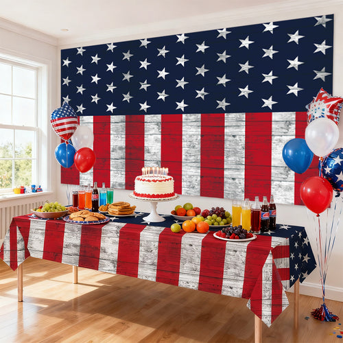 Unisex non-large waterproof party tablecloth with star stripe motif Bowlift
