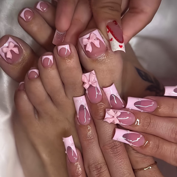 Decorative Bow Accent Press-On Nails Bowlift