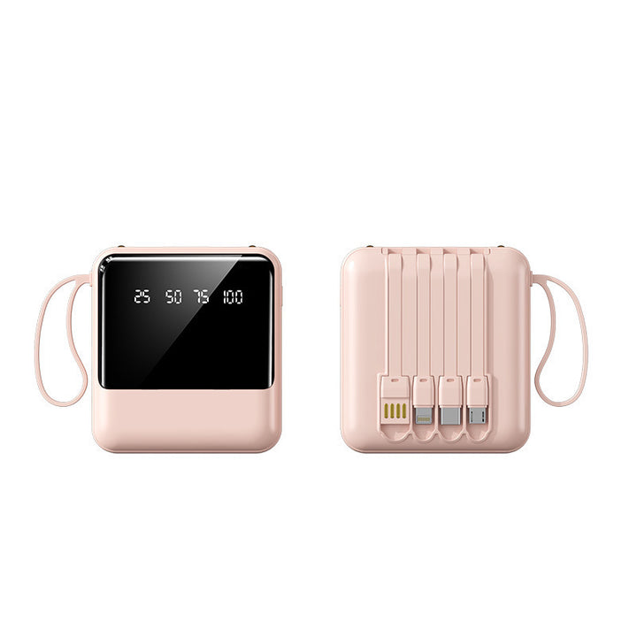 Portable power bank with LED status indicator and integrated cable system Bowlift