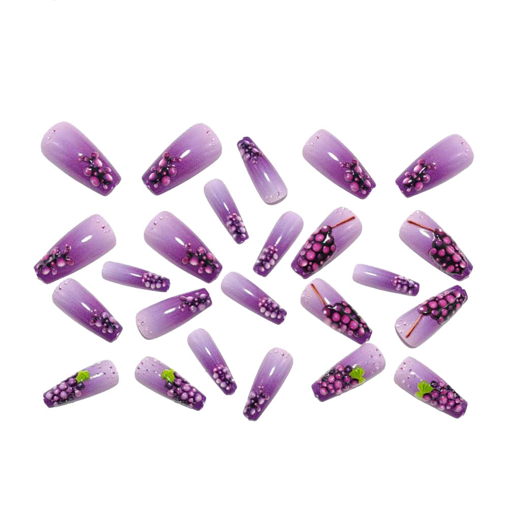 Artificial nails with detailed grape motifs Bowlift