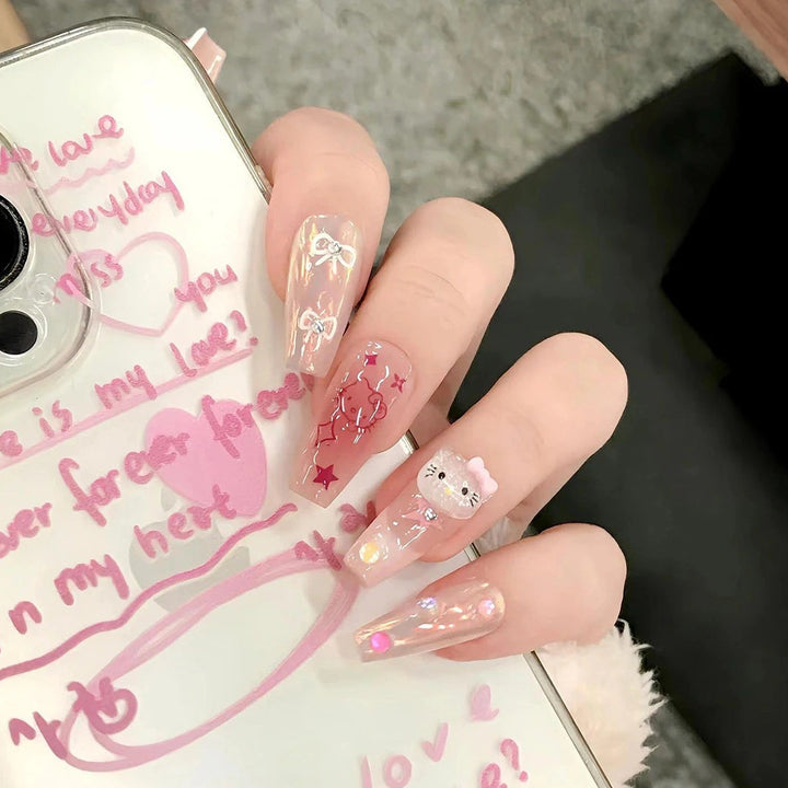 Cute Character-Themed Press-On Nail Set Bowlift