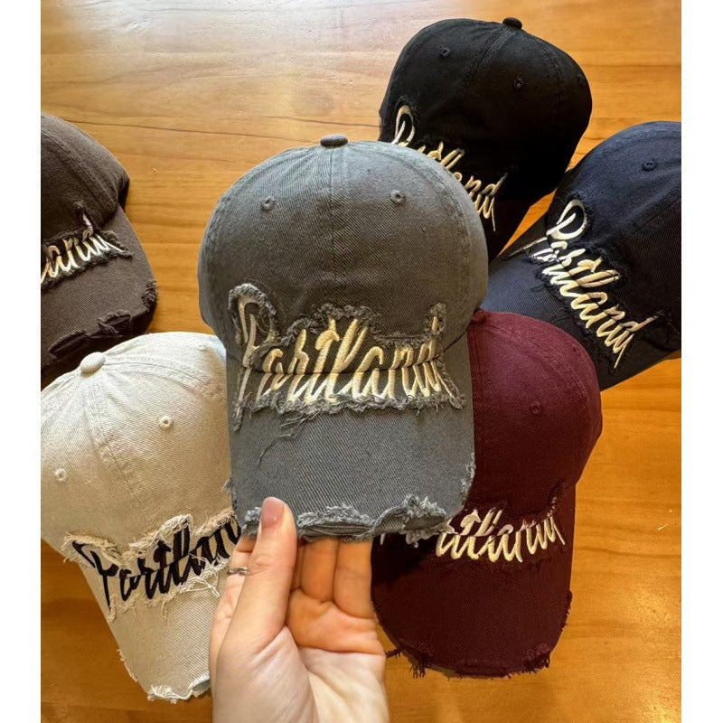 Unisex Distressed Cotton Baseball Cap Bowlift