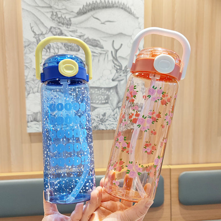 Women’s water bottle with leak-proof lid and integrated straw Bowlift
