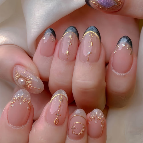 Celestial-Inspired Decorative Nail Art Bowlift