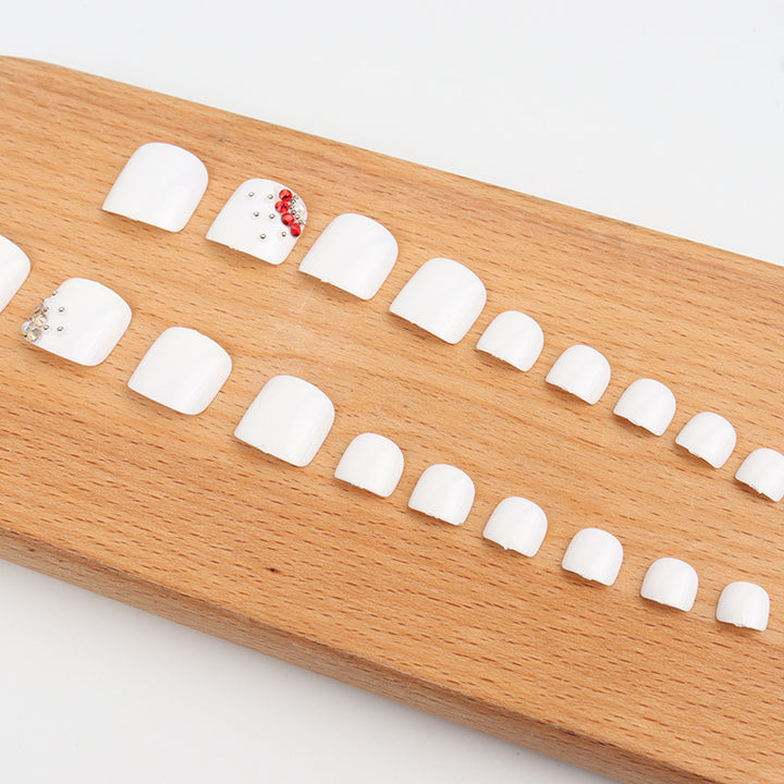 Decorative White Press-On Nail Tips Set Bowlift