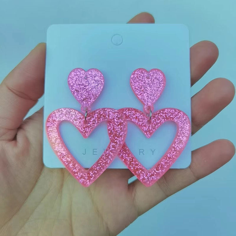 Heart-Shaped Glitter Earrings Bowlift