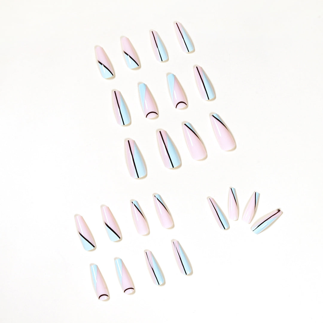 Artistic acrylic nails with geometric design Bowlift