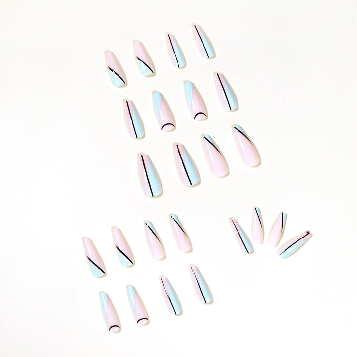 Artistic acrylic nails with geometric design Bowlift