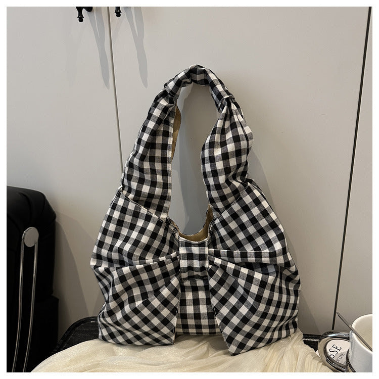 Bow Accent Fabric Tote Bag Bowlift