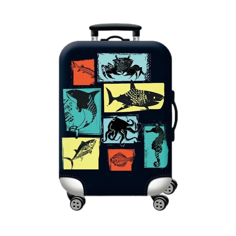 Unisex hard-shell cabin trolley with vintage travel illustration, 360° swivel wheels and telescopic handle Bowlift